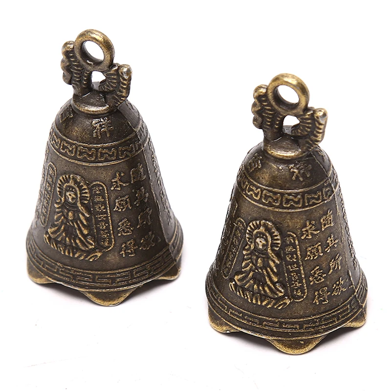 2pc or 1pc Antique Bell Mini Brass Copper Sculpture Pray Guanyin Bell Shui Feng Bell Invitation Buddha Buddhism Guanyin Bells