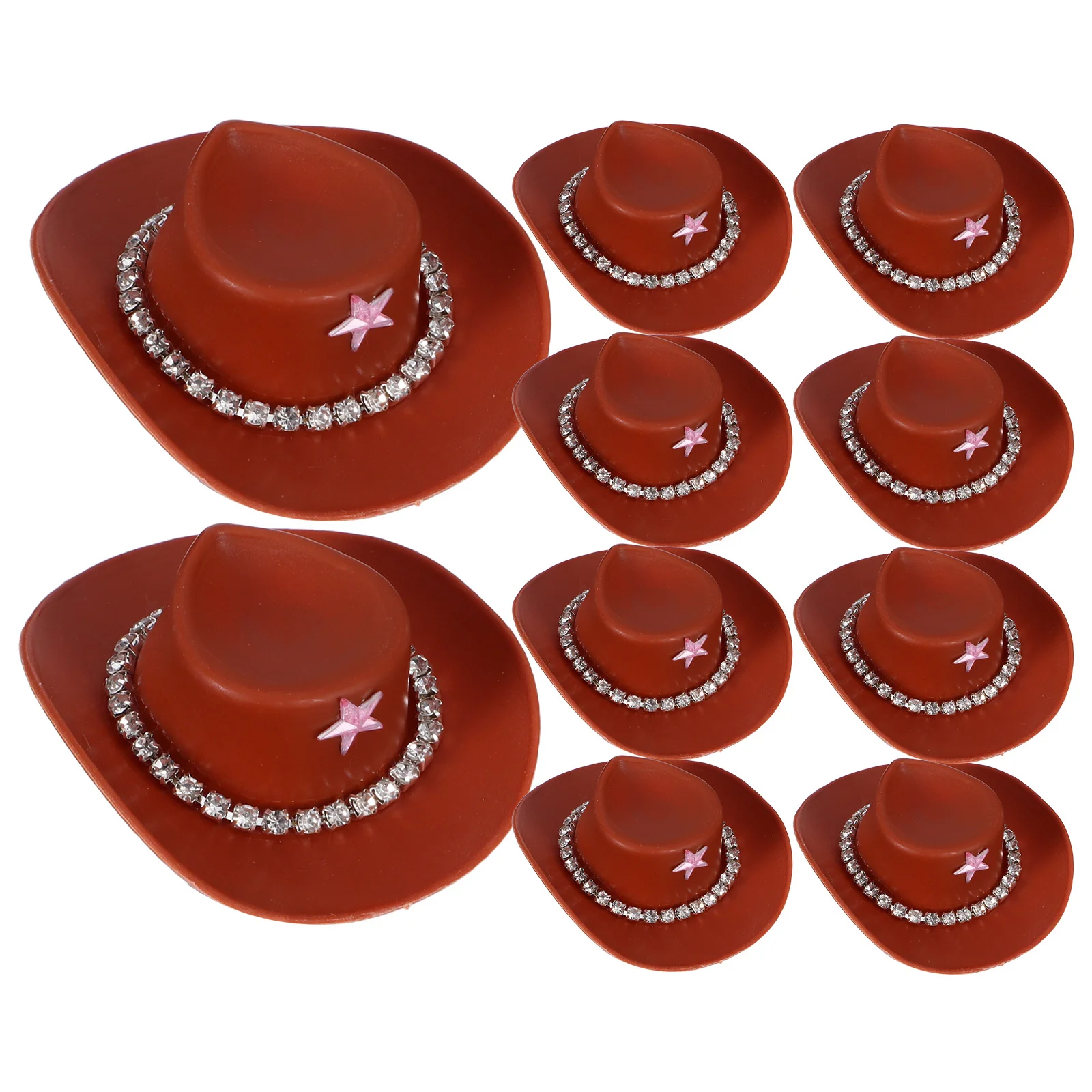 10Pcs Mini Cowboy Hats Rhinestone Western Decor for Crafts Cupcake Toppers Party Accessories Mini Cowboy Hats Cupcake Topper Hat