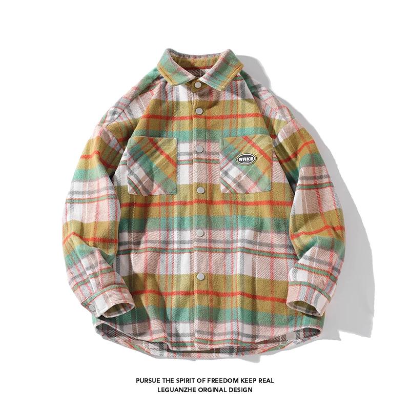 2024 Spring and Autumn New Fashion Trend Plaid Long-Sleeved Shirt Men's Casual Relaxed Comfortable Breathable Large-Size Shirt