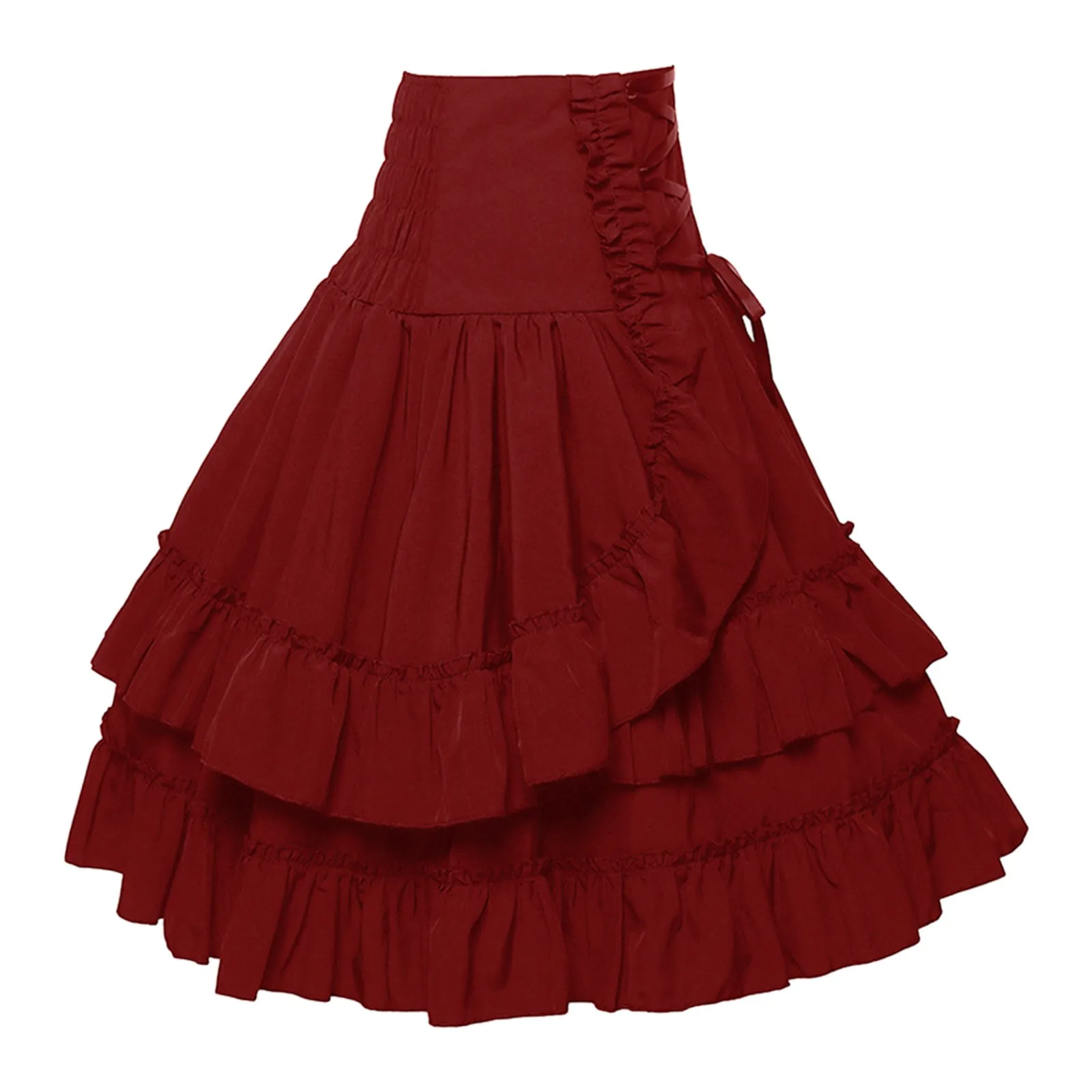 Halloween Costumes For Women 2024 New Red/Black High Waist Pleated Gothic Vintage Skirt Fashion Tunic Waist Lolita Skirts