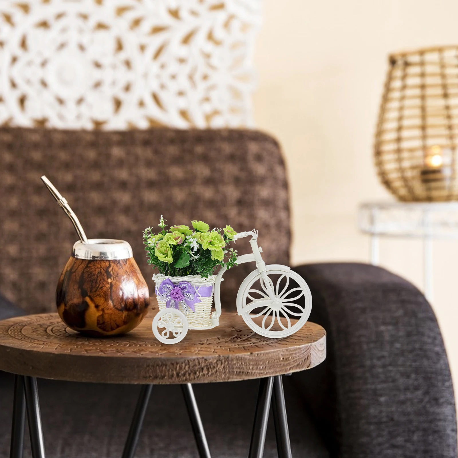 

Creative Bike Shaped Rack Indoor Plant Stand Home Office Decor Desktop Shelf Space Saving Unique Design Artificial Flower Holder