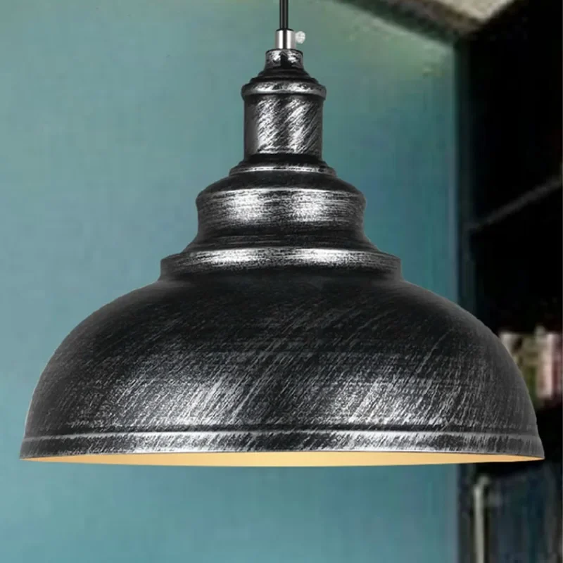 Metal Industrial Style Pendant Light Black Bronze Silver Pot Lid Lamp Restaurant Roast Wrought Iron Restaurant Chandelier