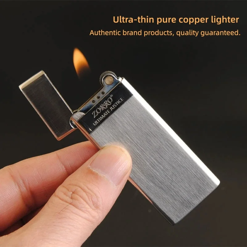 

Zorro Ultra thin metal gas windproof torch lighters ultrathin classic novel vintage grinding wheel lighter tools festival gifts