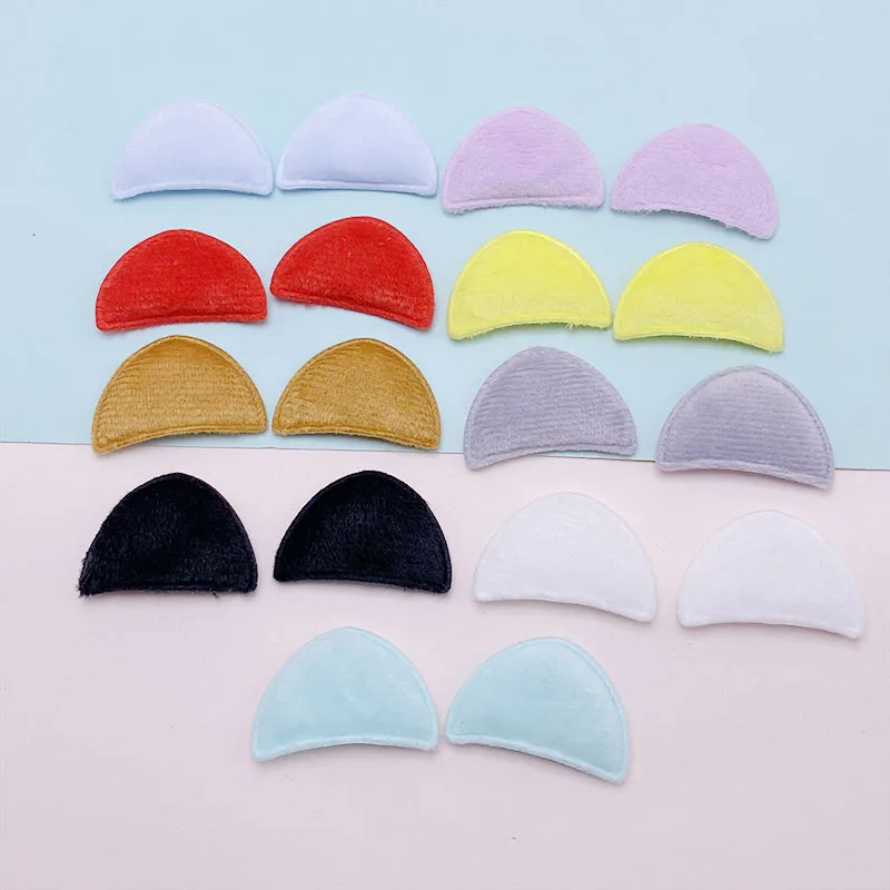 54Pcs 3.5*2.2CM Both Side Felt Cat Ear Padded Appliques For Children Hat Sewing DIY Headband Hair Clip Accessories Patches