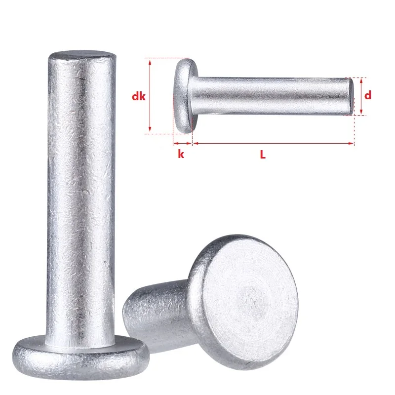 Flat Head Aluminium Rivets M2 M2.5 M3 M4 M5 M6 M8 Round Solid Rivet Self Plugging Knock-on  Nail Bolt