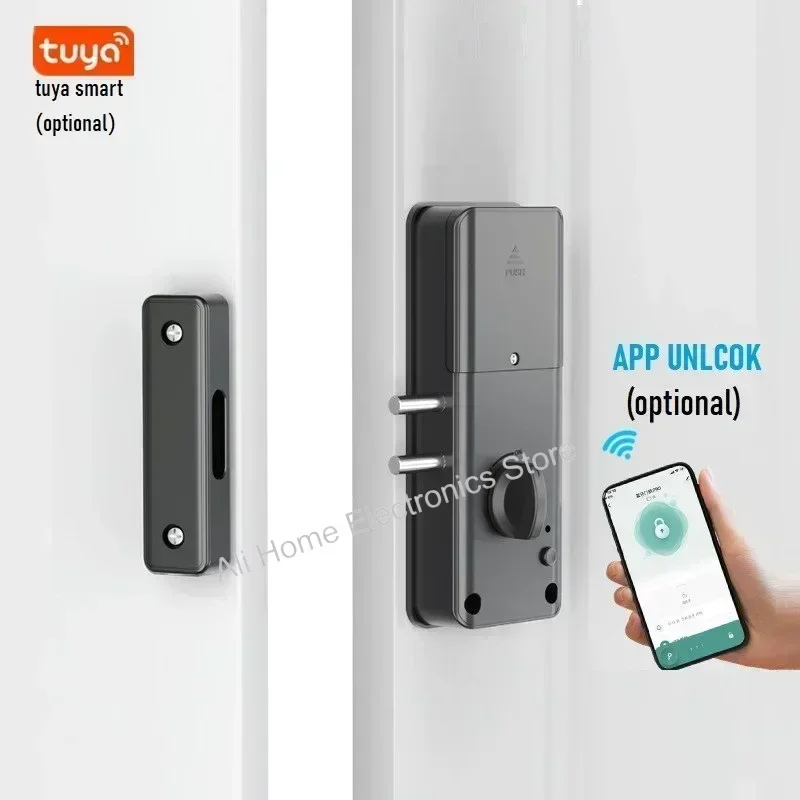 Smart Door Lock Tuya APP IC Card Unlock Electronic Lock Invisible Door Lock Indoor Hidden Burglar Door Locks No Need Punch