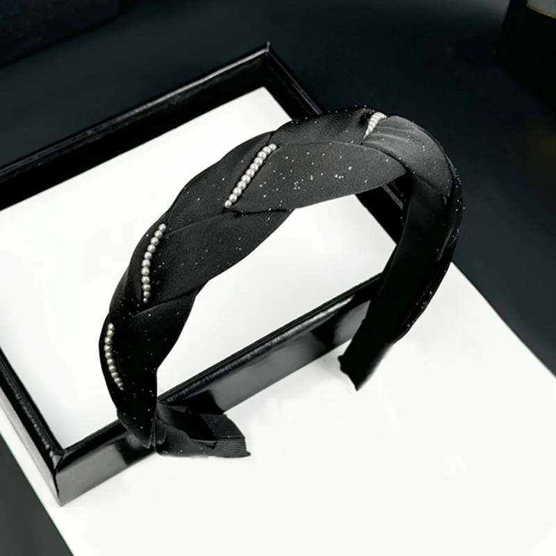 

Французская плетеная повязка для волос с жемчугом, широкая повязка-ободок для волос, женские аксессуары для волос, заколка для волос для девочек, головной убор для улицы