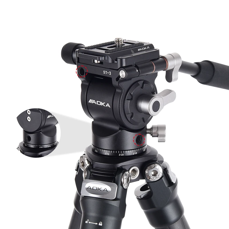 AOKA ST-3 محول Gimbal Pan Tilt Head لحامل ثلاثي القوائم Monopod