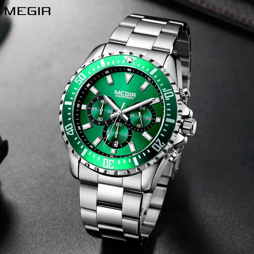 MEGIR Brand Men\'s Business Quartz Watches Waterproof Luminous Wristwatch For Men Male Wrist Watch Calendar 2064