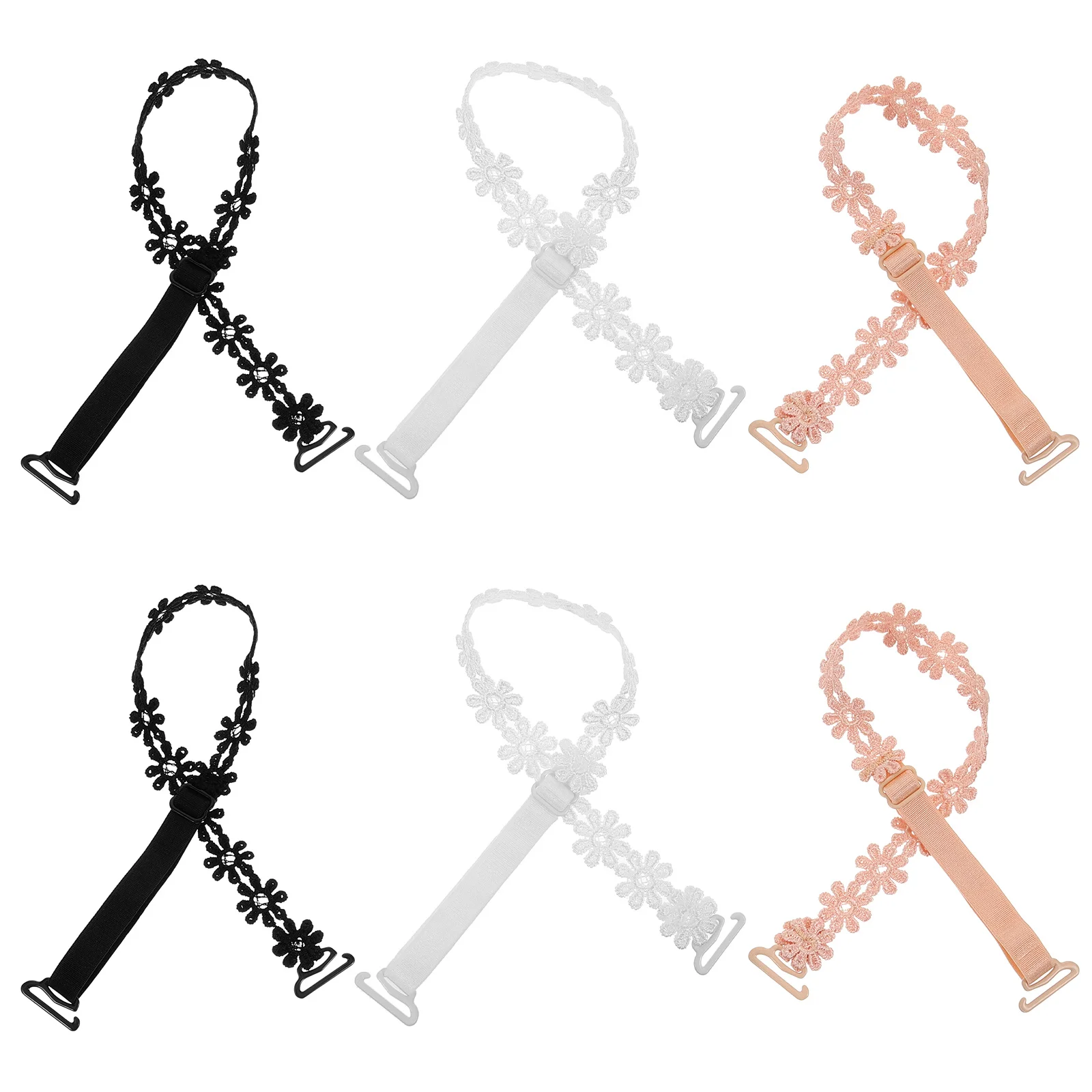 3 أزواج من أشرطة حمالات الصدر من الدانتيل المزخرفة بحزام كتف قابل للتعديل للنساء للاستبدال في حفلات الزفاف على الشاطئ