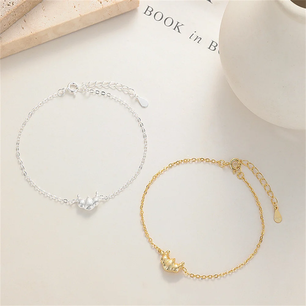 

925 Sterling Silver Croissant Bracelet, Korean INS Style, Niche Unique Women's Jewelry