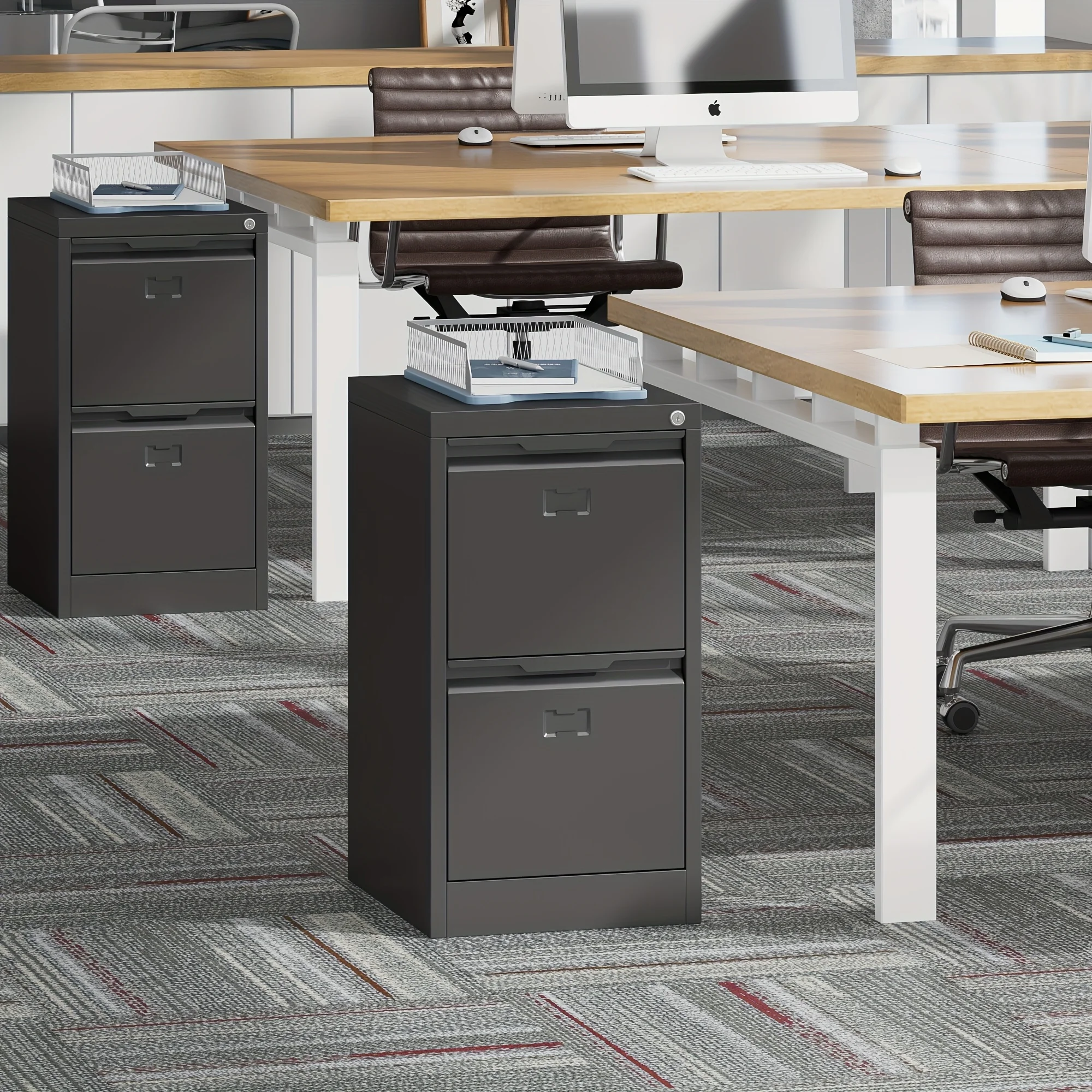 

2 Drawer File Cabinet with Lock, Small Metal Office Filing Cabinet, Under Desk Filing Storage Cabinet with Drawers for Home Office, File Cabinet for Legal/Letter/A4 File Folders, Assemble Required