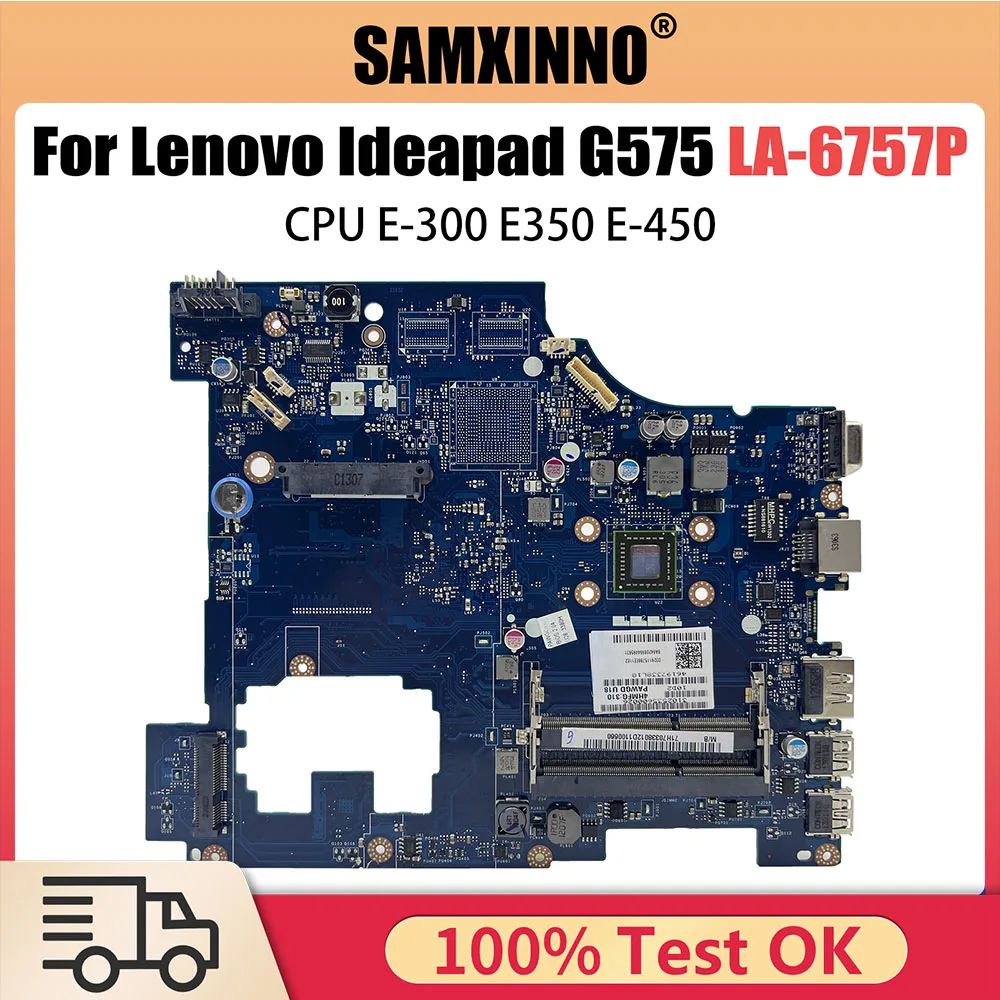 

Laptop with EME450 E-300 cpu LA-6757P Without HDMI DDR3 motherboard For Lenovo Ideapad G575 Mainboard