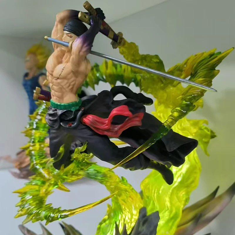 New One Piece Anime Figure Gk Roronoa Zoro Luminous Action Figure Pvc Model Desktop Collection Decoration Kids Birthday Toy Gift