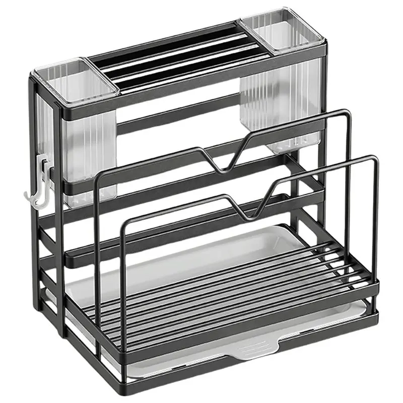 A20F-Wall-Mounted 5-In-1 Kitchen Organizer-Heavy-Duty Stainless Steel Utensil Holder Capacity For Cutting Boards/Knives