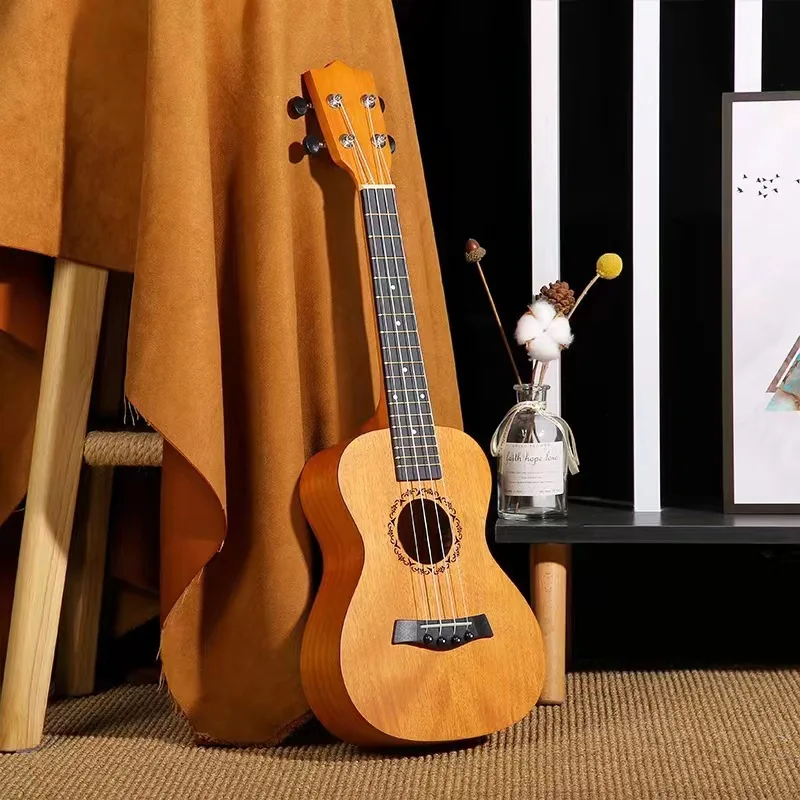 

Ukulele Four Strings Solid Wood Material Accompaniment for Beginner 23 Inch Musical String Instrument Christmas Gift Accessories