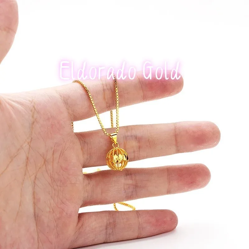 

Ожерелье Eldorado 2025 из чистого золота 24K (AU999) для женщин, с изысканными бусинами и полым шаром-подвеской, ювелирное украшение, кулон «Богиня»