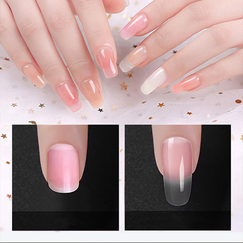 PinPai 5PCS Poly Extension Gel Set Nail Art Polygels Kit Clear White Color Nail UV Gel Tip Form Acrylic Nail Gel Slice Brush Kit