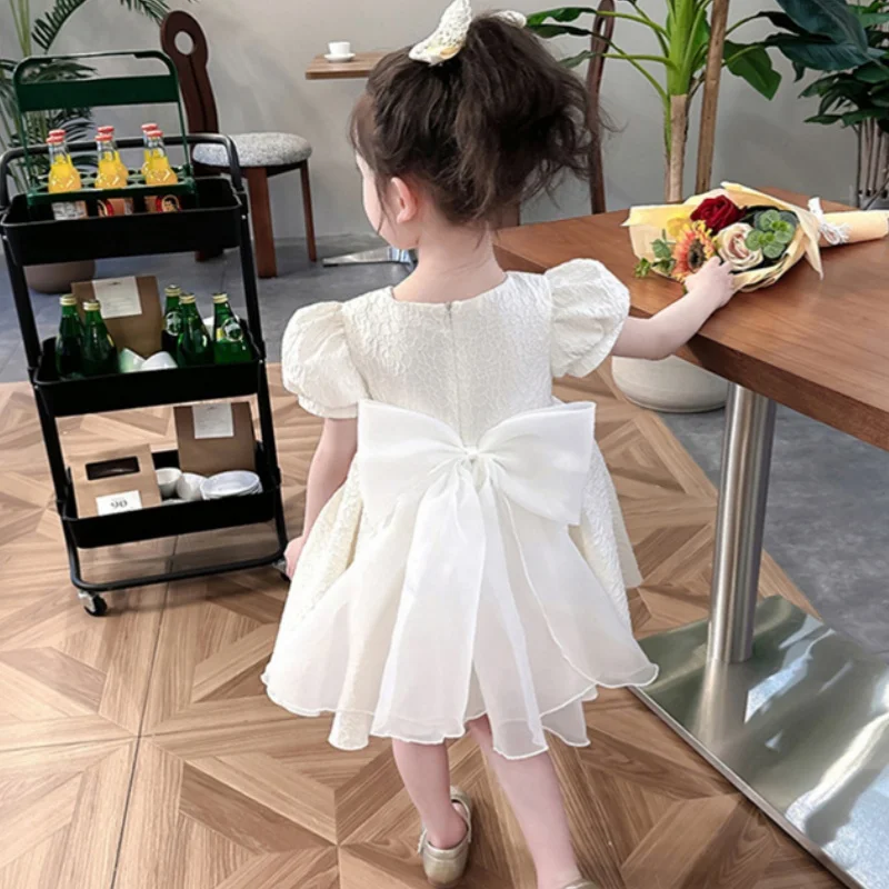 

Girl Dress Kids Party Birthday Evening Gown Cotton 2024 White Spring Summer Christmas Gift Flower Girl Dress Children Clothing