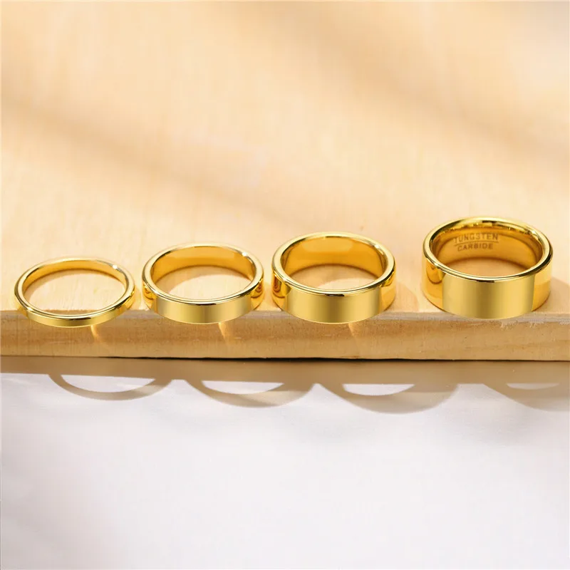 Tigrade 2/4/6/8mm Men Gold Color Ring Tungsten Carbide Male Female Wedding Bands Anillos Mujer Anels Luxury Rings