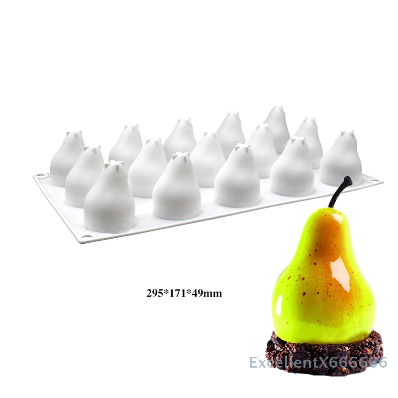 

15 Cavity Pear Shape 3D Silicone Cake Baking Mold For Mousse Truffle Brownies Pan Molds Silicone Pastry Tool Cakes