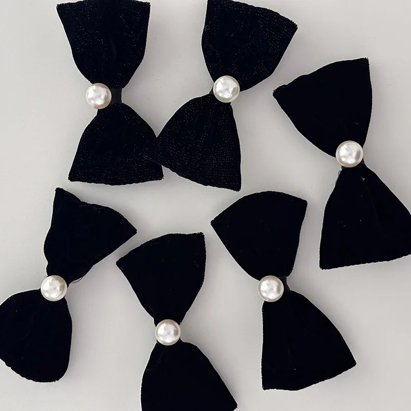 Basic Pearl Black Velvet Bow Knot Hairpin Net Red Headwear Clip Side Bang Clip Duck Mouth Clip Hairpin