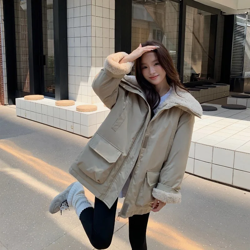 

Down Cotton Clothes Women's Winter Jacket Thicken Parkar Casual Zipper Snow Wear Coats Streetwear Female Puffer Outwear