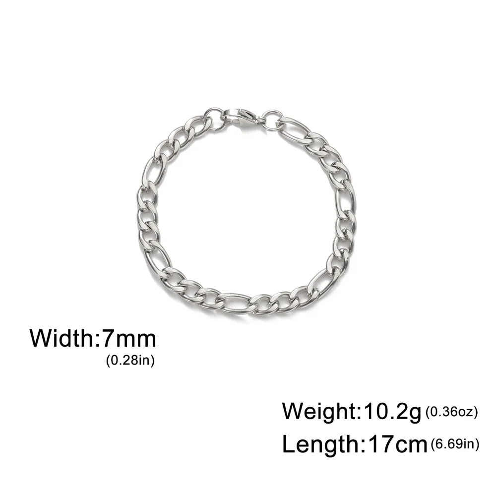 My Shape Mode kubanische Kette Männer Armband Edelstahl 3//9mm Breite Kette Armbänder Figaro Kette Junge Handgelenk Schmuck Paar