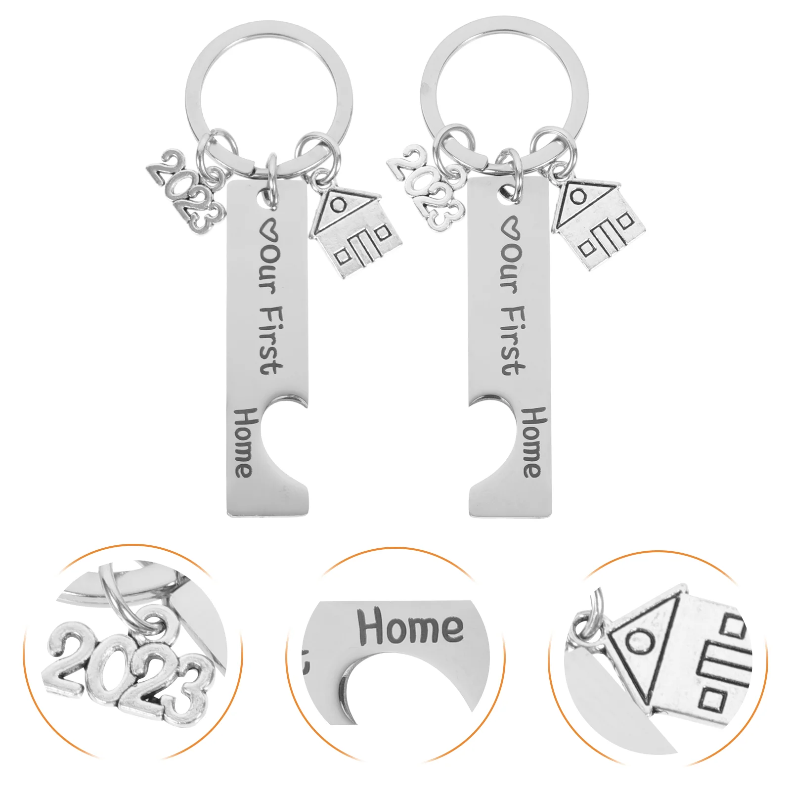 Set Housewarming Keychain Lovers Keychains Our First Home Stainless Steel Decor