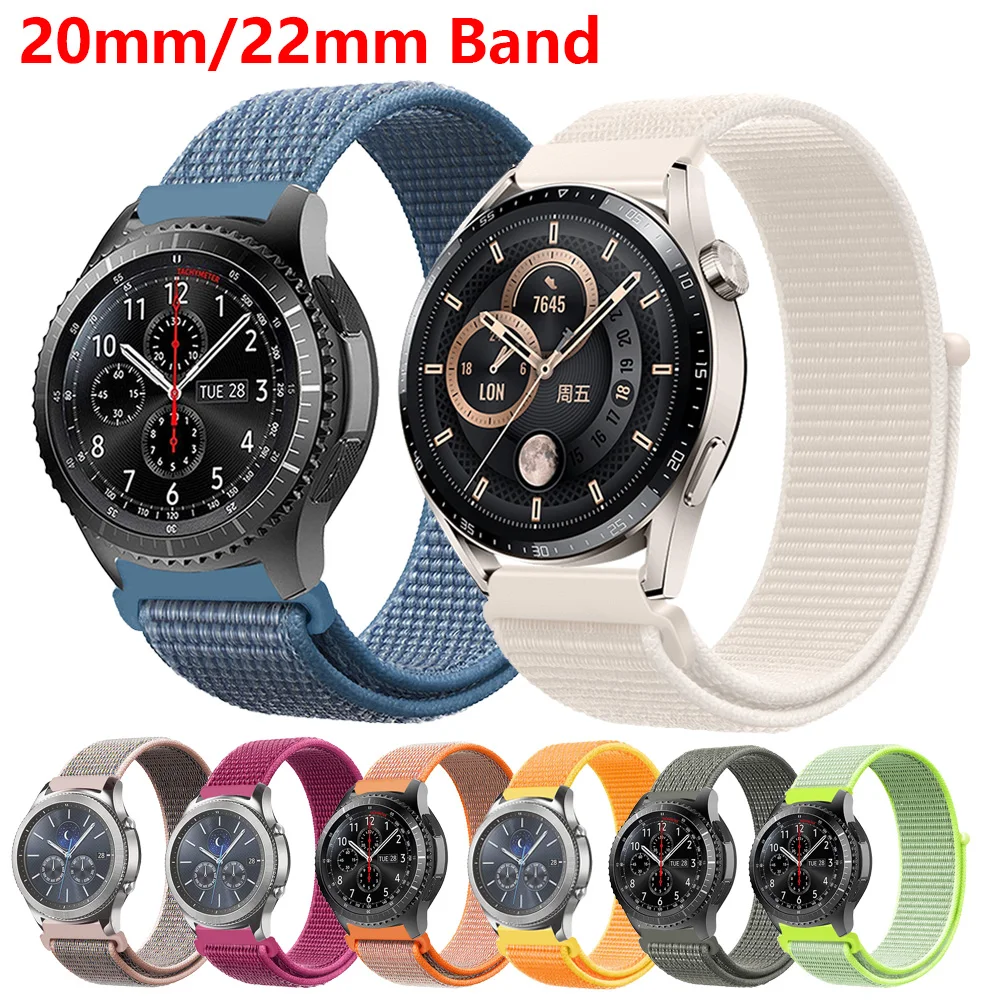 

20mm/22mm band For Samsung Galaxy Watch 4/classic/3/active 2 45mm/46mm/42mm/44mm Nylon Bracelet Huawei watch GT 2 2e pro strap