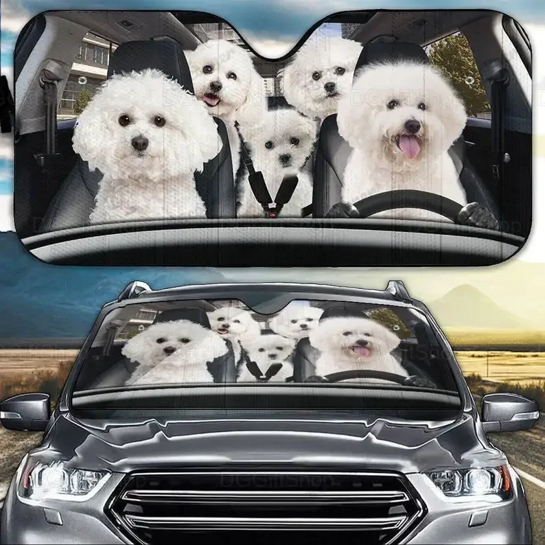 Bichon Frise Família Sun Shade, Acessórios do carro, Home Decor, Dog Lover Presentes, LNG202112A80