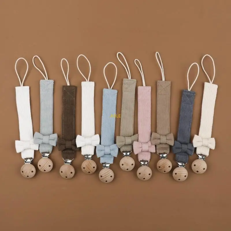 Nipple Clip Baby Pacifier Leash with Bow Soother Chain Securely Fasten Nipple
