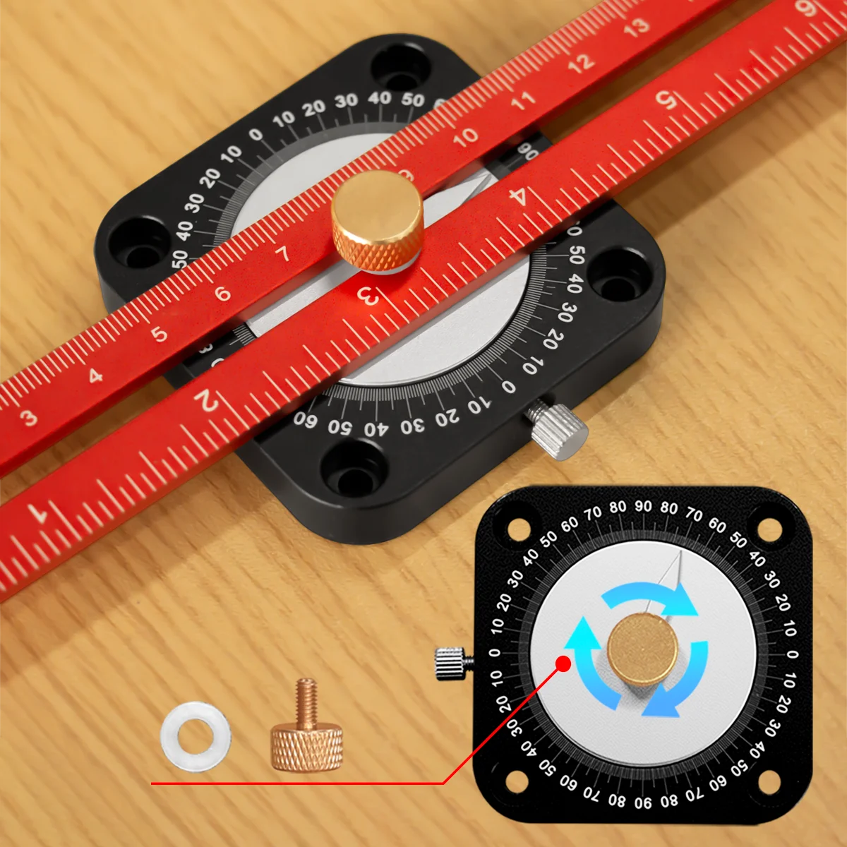 New Woodworking Scriber 360° Precision T-type Angle Ruler Aluminum Alloy Marking Gauge Line Drawing Compass DIY Measuring Tools