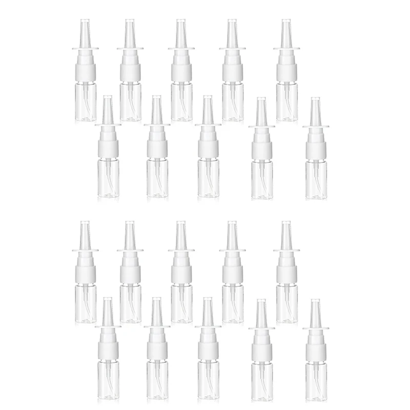 

20Pcs Clear Small Empty Nose Spray Bottle Reusable Fine Mist Sprayers For Travel 10ML