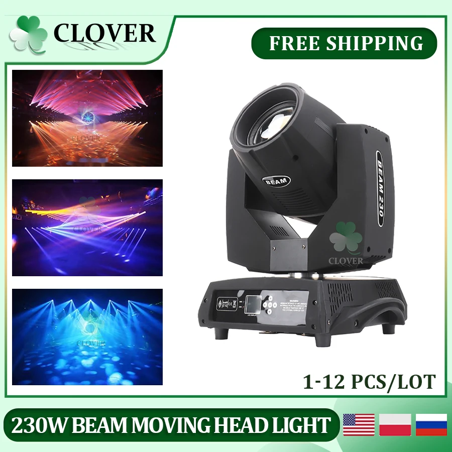 Moving Head Light Stage Equipment, 230W Beam Lights, adequado para o aniversário, casamento, celebração do Natal, 1-10pcs, novo