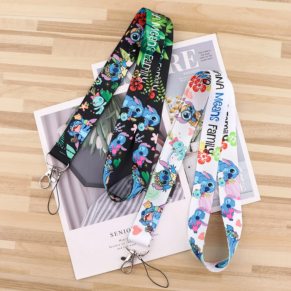 FI25 Stitch Cartoon Rope Strap Keychain Neck Lanyard For Keys Long Phone Hanging Ornaments Anti-Lost Hang Rope Gifts For Kids