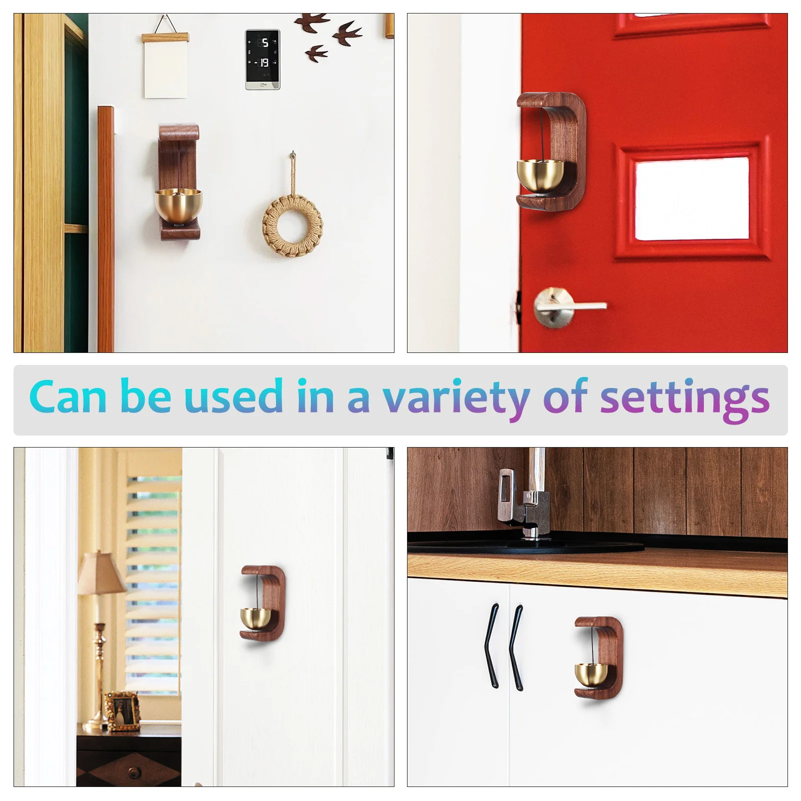 

Brass Bell Shopkeeper Wind Chime Door Opening Alert Entry Chime Wooden Doorbell Home Office Business Door Bell Copper