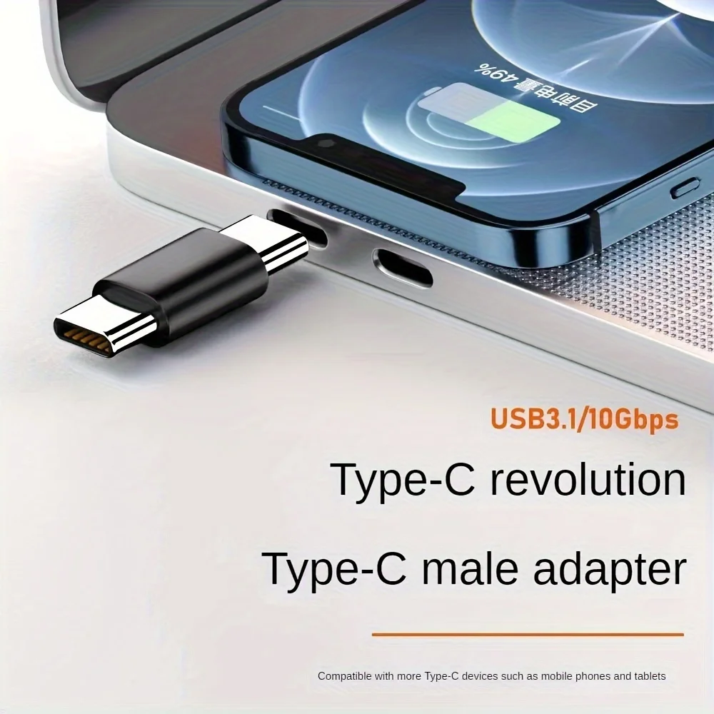 USB C Male to Male Adapter, USB Type C Coupler Extender Support PD, 5Gbps, for Thunderbolt 4/3, MacBook Pro/Air, Laptop, Phones
