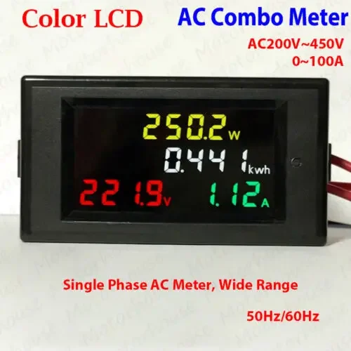 Digital LCD AC 220V~450V 230V 240V 0A-100A LED Voltmeter Panel Volt Amp Watt Combo Meter 50Hz/60Hz