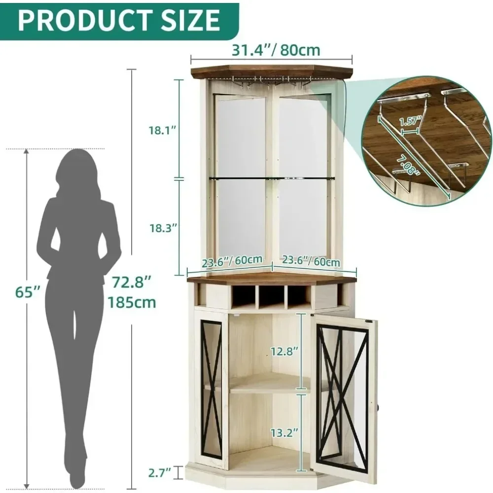 Armoire liqueur d'angle avec lumières LED, 72 