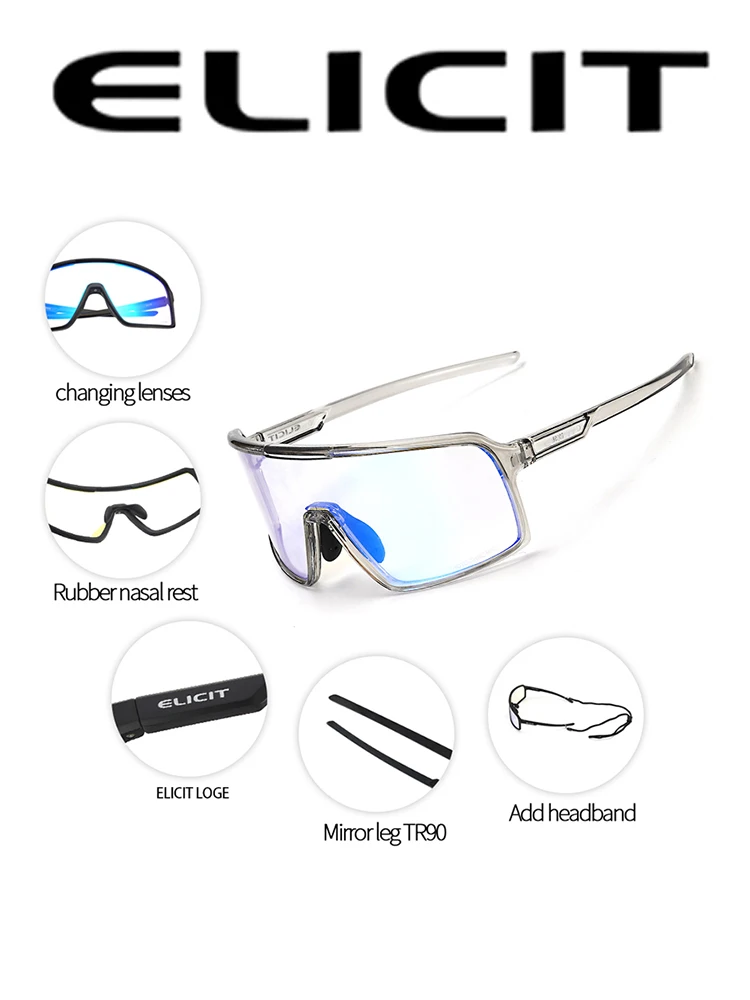 ELICIT фотохромные спортивные велосипедные очки MTB горная дорога велосипедные беговые солнцезащитные очки UV400 очки для верховой езды для мужчин и женщин ELICIT фотохромные спортивные велосипедные очки MTB горная дорога велосипедные беговые солнцезащитные очки UV400 очки для верховой езды для мужчин и женщин