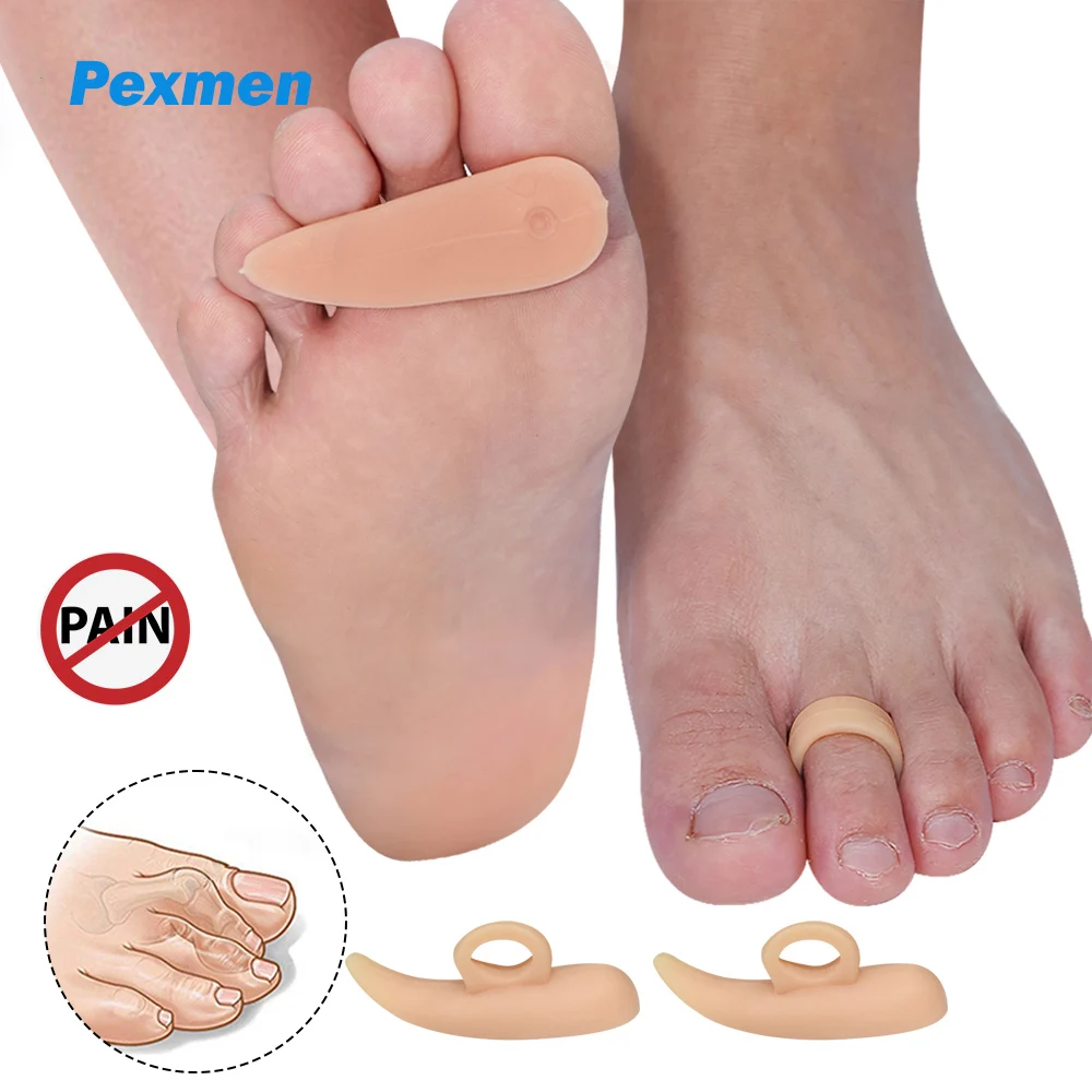 

Pexmen 2Pcs Soft Gel Hammer Toe Straightener and Corrector for Overlapping Curled Curved Crooked Clubbed Claw and Mallet Toe