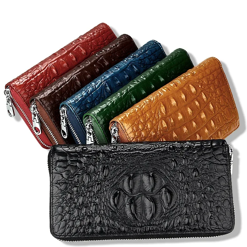 Real Crocodile Genuine Leather Wallet for Women Green/red Female Cellphone Bag Zipper Women Wallet and Purse Card Holder Case