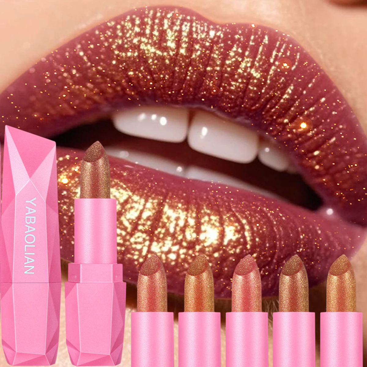 Rouge à lèvres métallique brillant à paillettes audacieuses et intenses, teinte nacrée, lèvres longue durée, maquillage mat pour personnes âgées, cadeaux pour