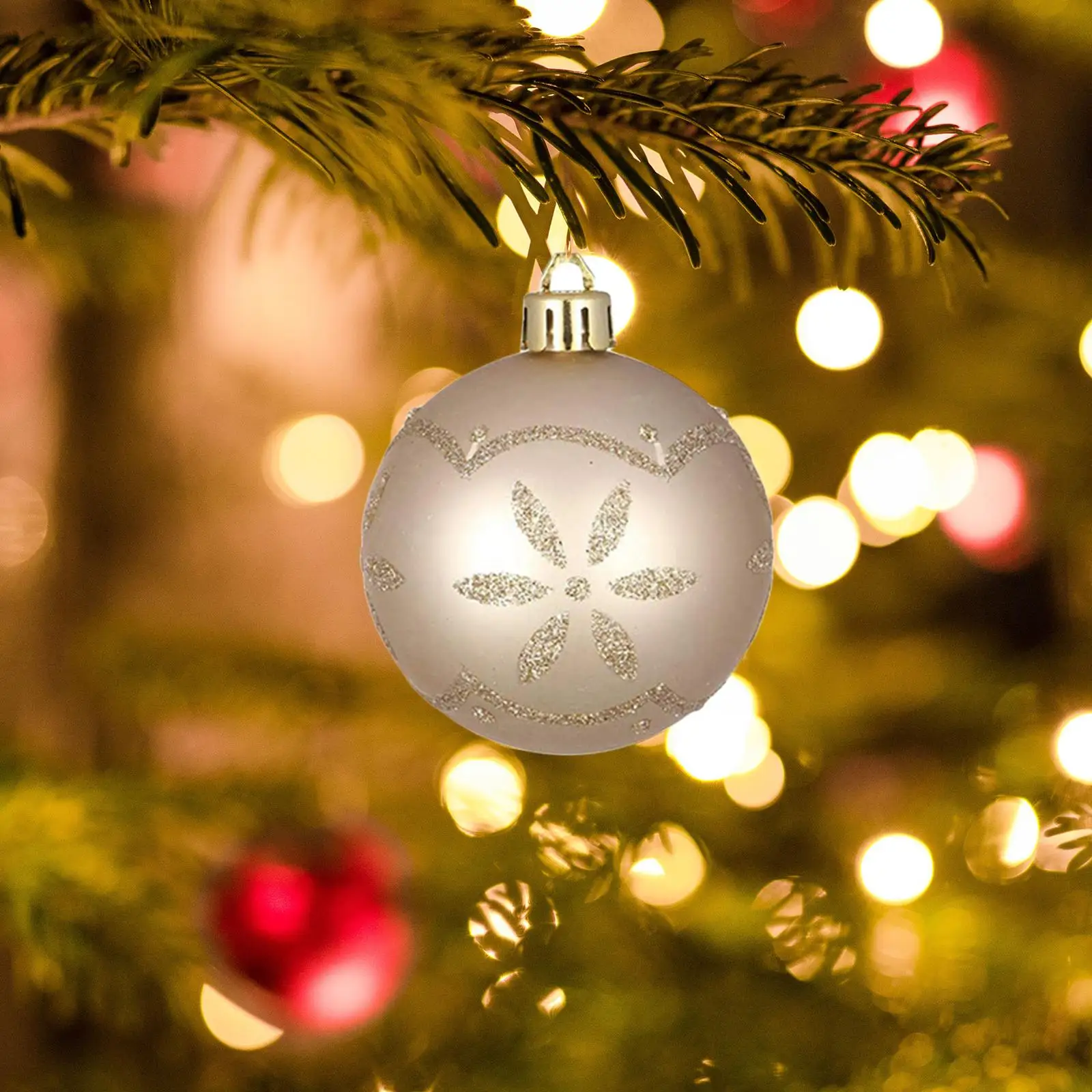 Christmas Ornament Balls Hanging Plastic Baubles Tree Pendants Gold for Holiday Home Decor New Year Festival Party Bedroom Gift