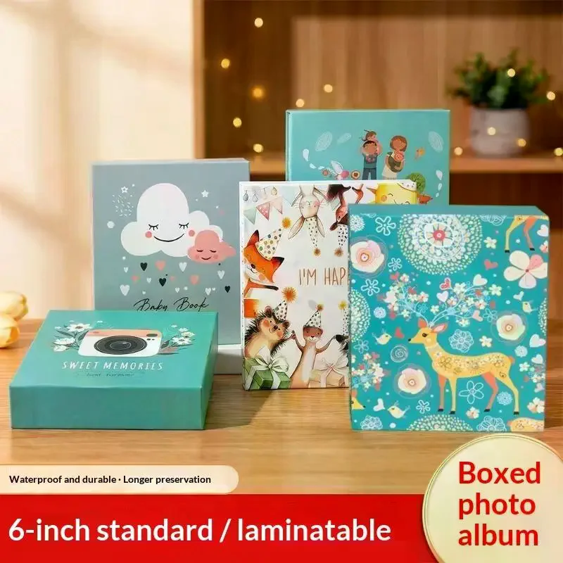 Large Capacity 6 Inch Photo Album 200 Pockets Slip In Laminated Insert Portable for Vacation Picture Storage
