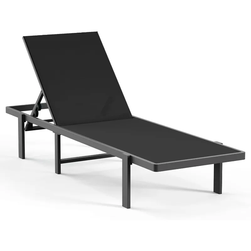 

Aluminum Chaise Lounge Chair Outdoor, Patio Lounge Chair with Adjustable 5-Position Recliner and Full Flat Tanning Chair