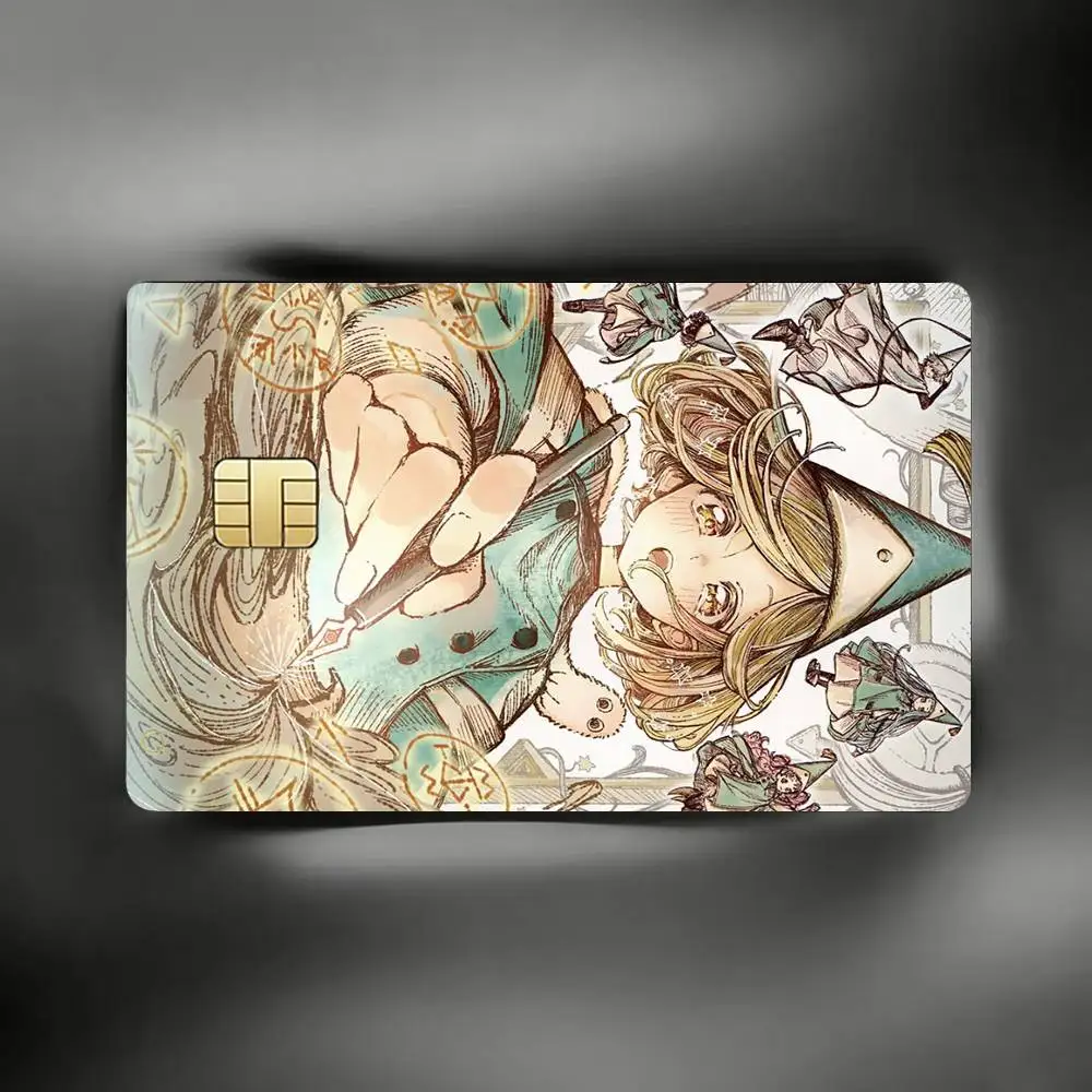 Anime Witch Hat atelier Credit Card Skin Stickers For VISA Bank Bus Metro Access Card Protective Film Cover Sticker