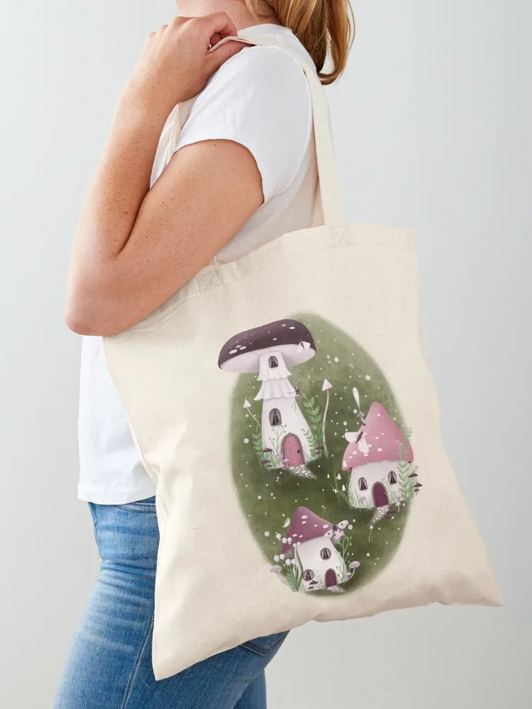 

Fairy Village Mushroom Houses Tote Bag bags woman 2025 Gift bag personalized tote Eco bag