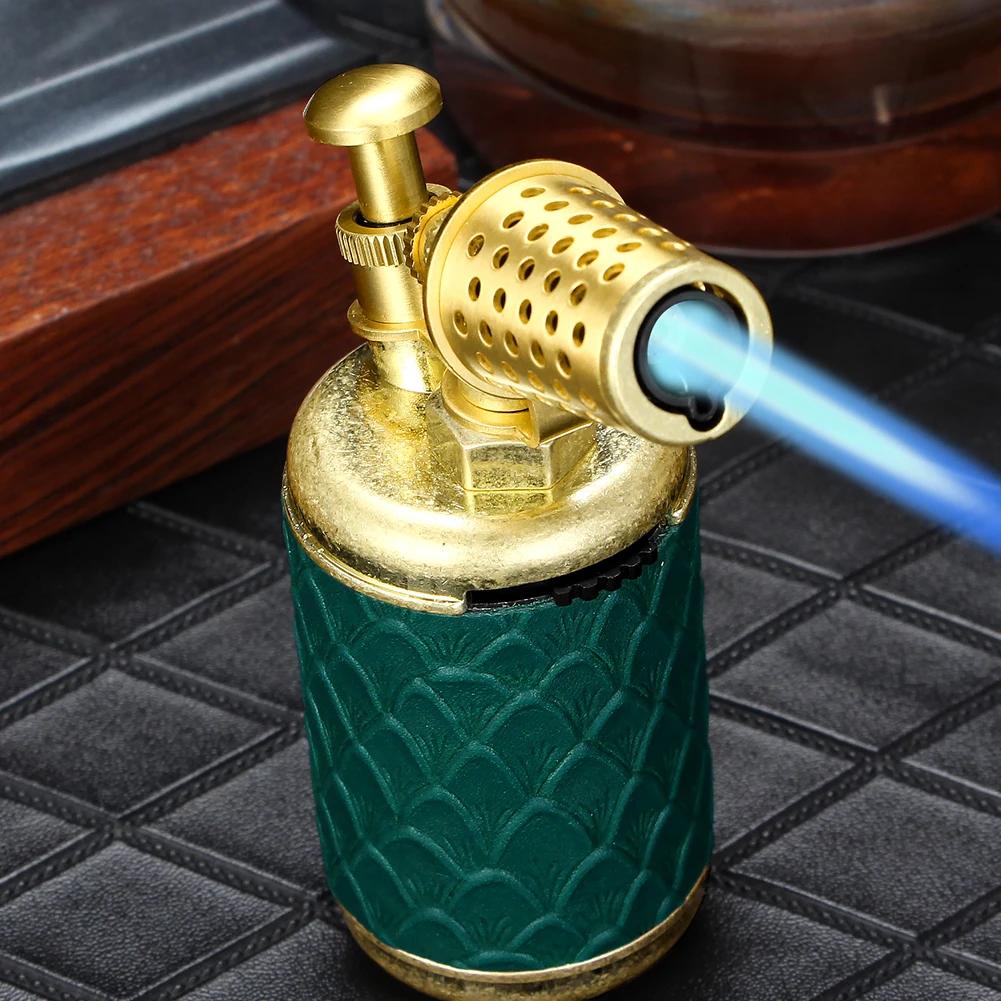 LUBINSKI Table Cigar Lighter Metal Decorative Home Office Torch Lighters Strong Fire Power With Cigar Punch